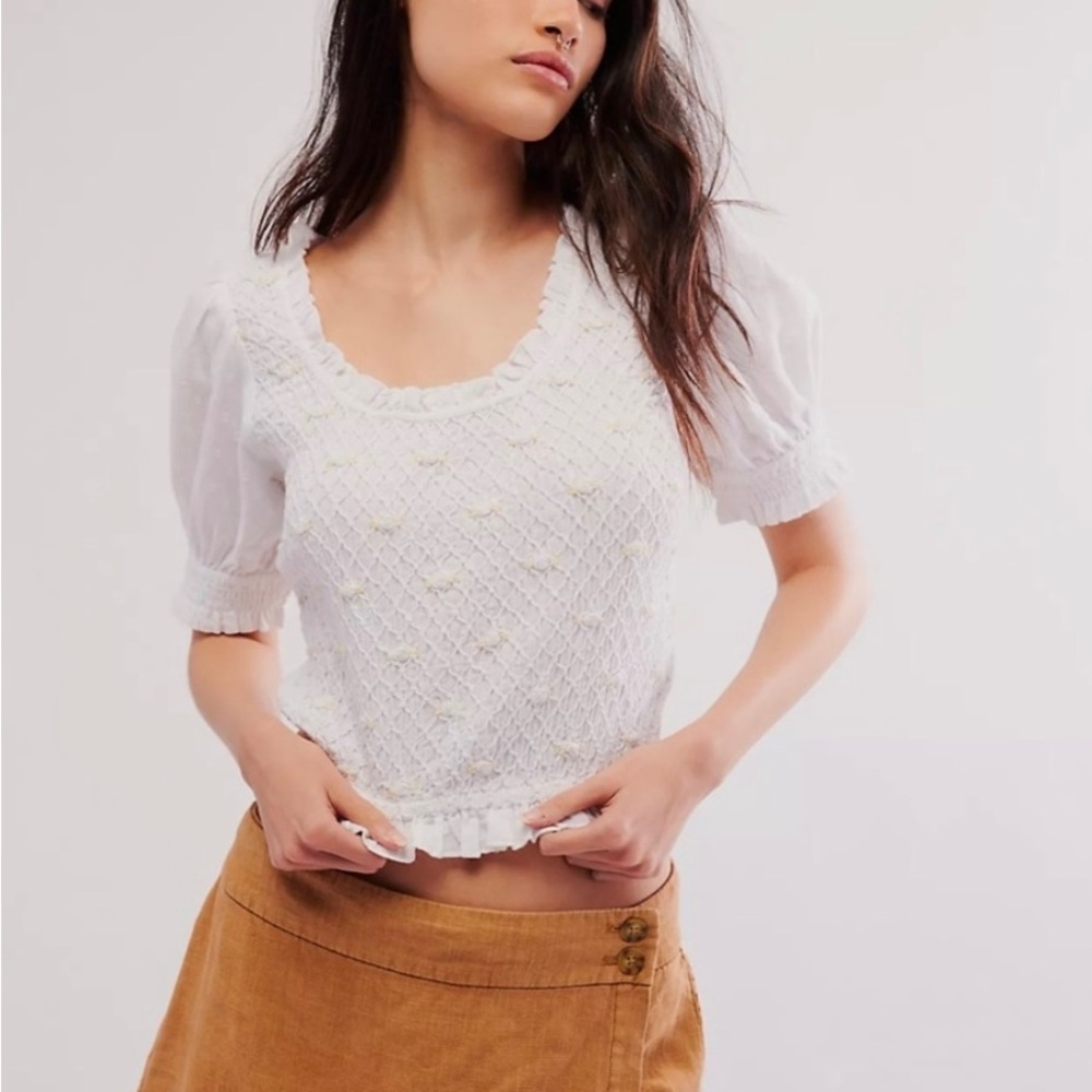 Free People White Cecilia top